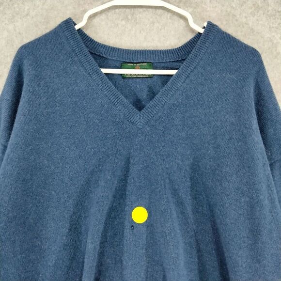 The Scotch House Sweater Mens Sz 46 100% Lambswool Blue V-Neck Pullover Scotland - Picture 4 of 11